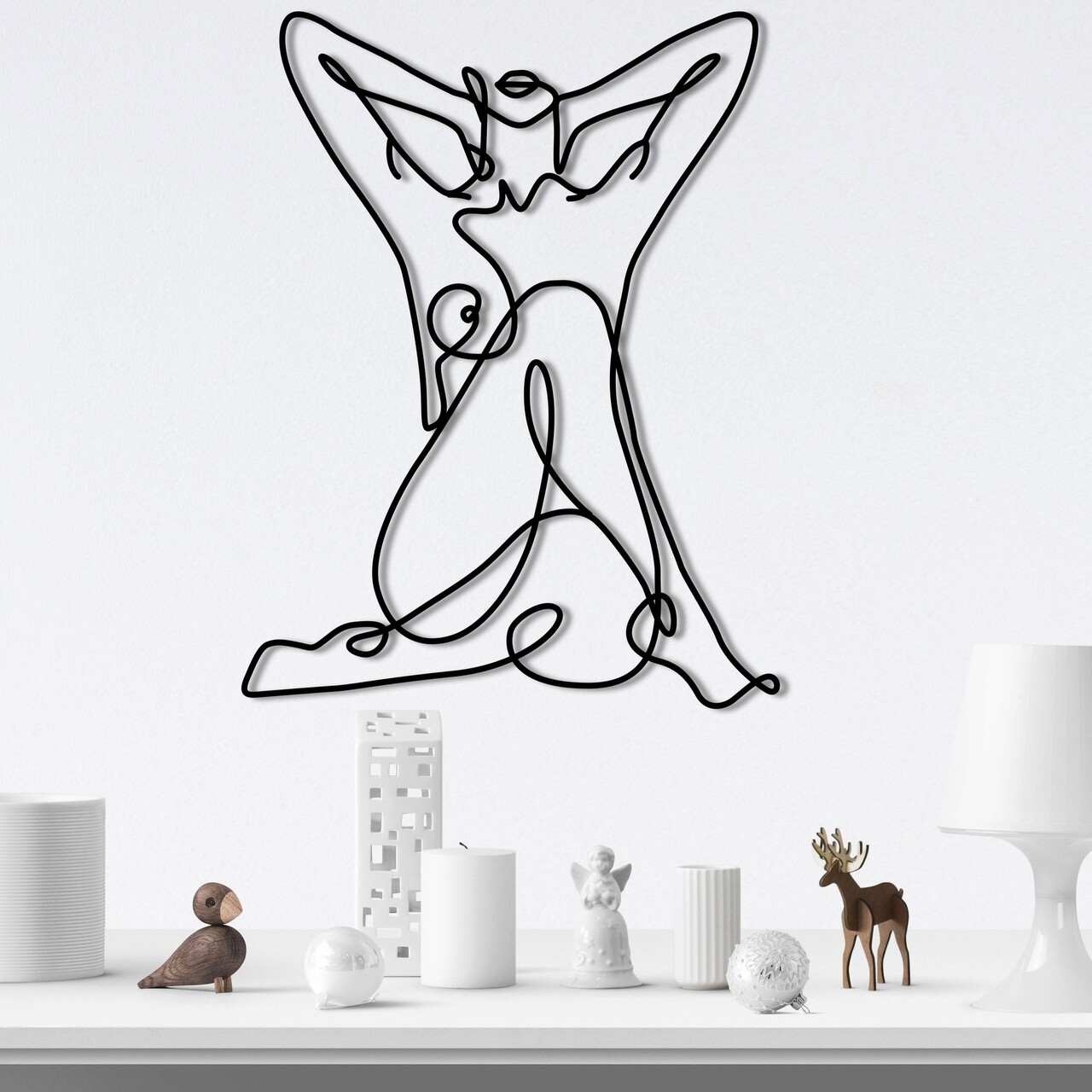Decoratiune de perete, Geometric Nude Woman, metal, 38 x 50 cm, negru - imagine 7